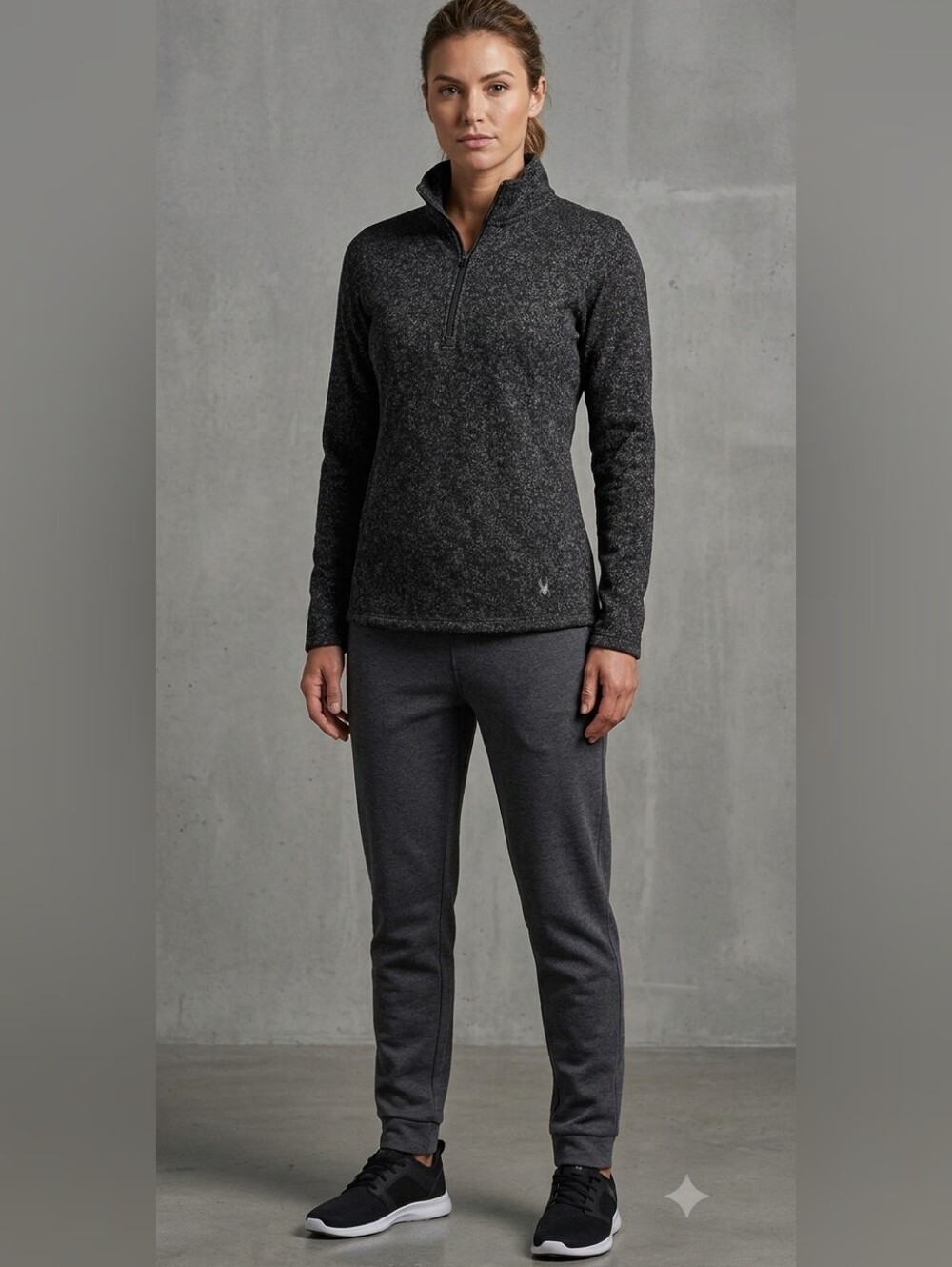 Spyder Active Black Marled Half-Zip Pullover